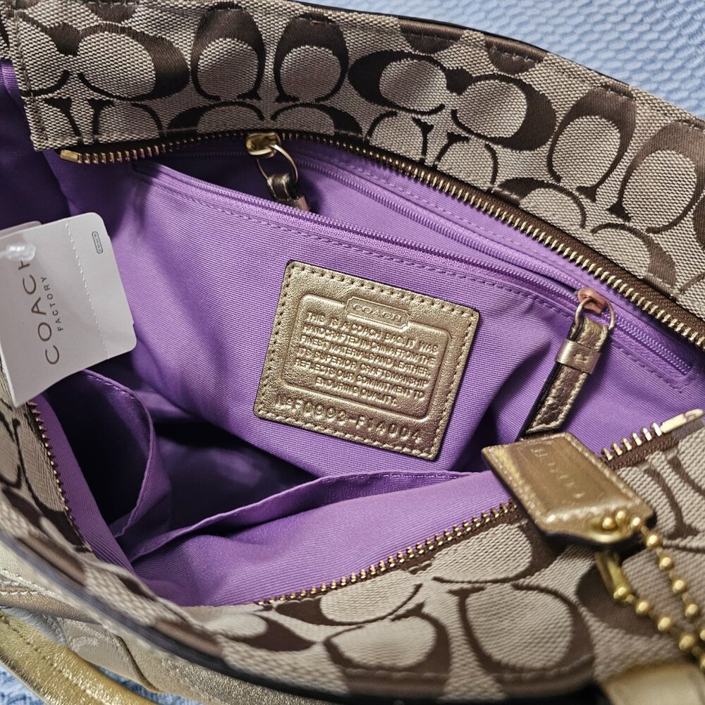 NEW Coach Y2K Gold Metallic Mosaic Patchwork Shoulder Bag Tote Purse - Picture 4 of 7